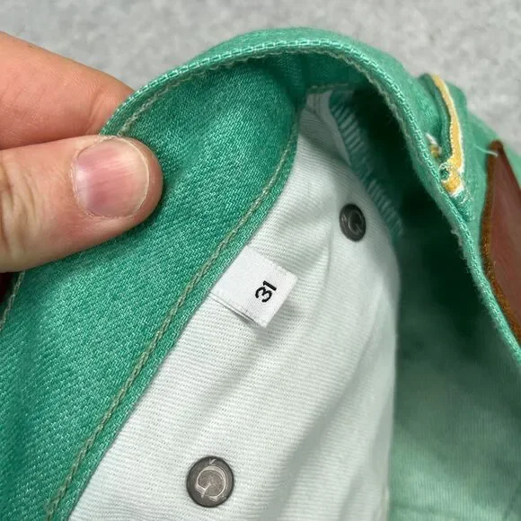 GUSTIN Selvedge Jeans Mens 31x32 Green Seafoam Stretch California Raw Japan 396 - Picture 15 of 15